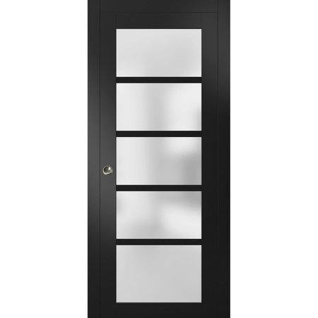 SARTODOORS Pocket Interior Door, 30" x 80", Black QUADRO4002PD-BLK-30